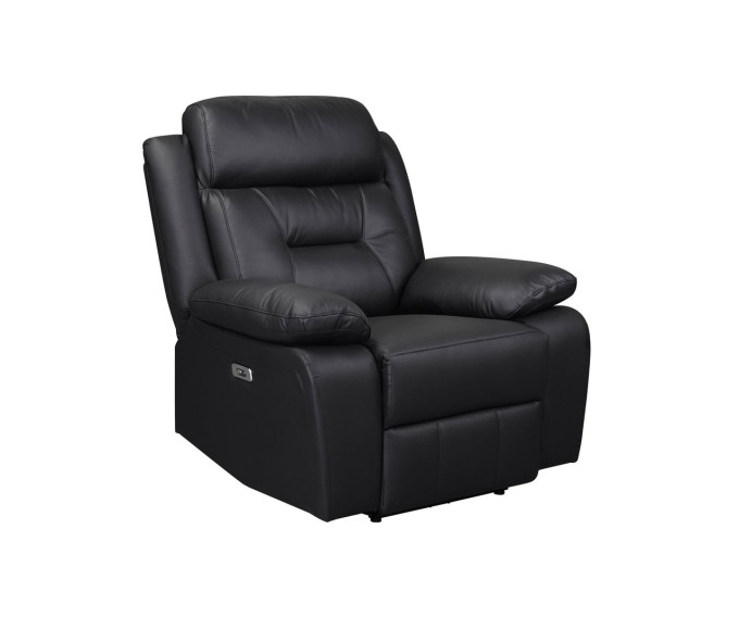Luxe Leather Reclining Power Chair Black